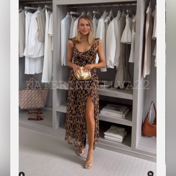 ZARA RUFFLED ANIMAL PRINT DRESS - Picture 8 of 16